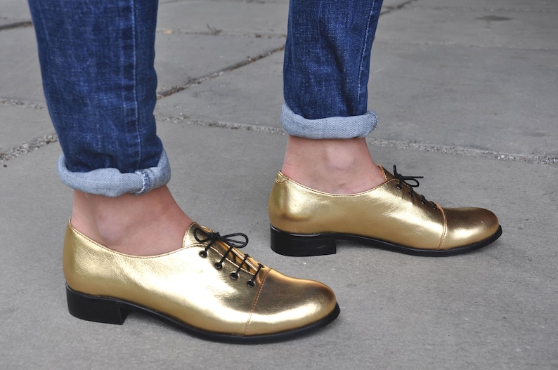 Mariachi Gold Oxfords Leather Oxfords for Women Handmade Etsy