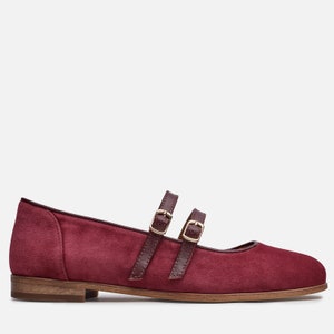 Emily Chaussures plates, chaussures plates pour femmes, sandales plates, brides Mary Jane, chaussures bordeaux, ballerines, sandales rouges, personnalisation GRATUITE image 2