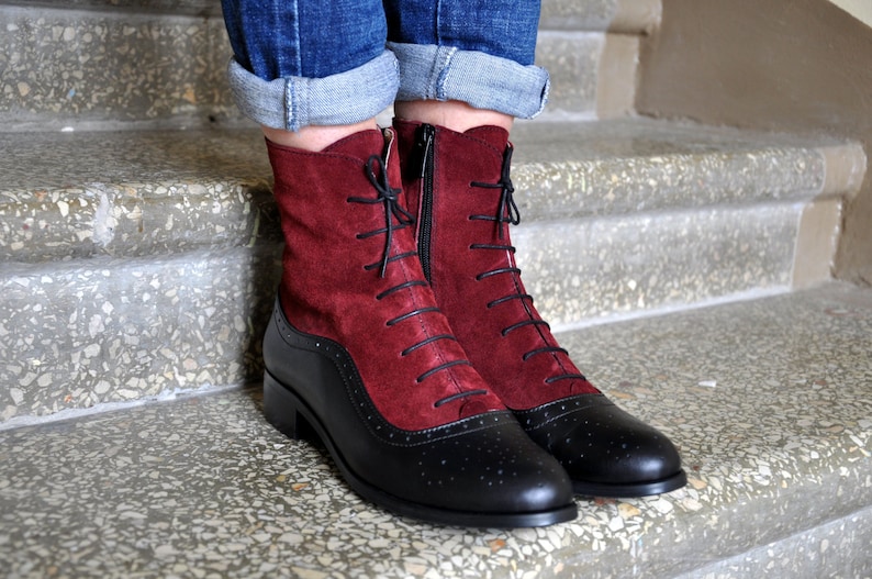 Steampunk Costume Essentials for Women     Arsenal - Lace-up Leather Boots Oxford Boots Leather Ankle Boots Custom boots Black boots FREE customization!!!  AT vintagedancer.com