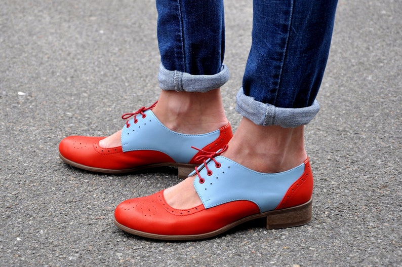 Florence Women Leather Oxfords, Cutout Oxfords, Handmade Shoes, Oxfords, Cutout shoes, Summer oxfords, Red Shoes, FREE customization image 1