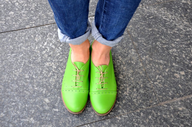 Devon Women�s Oxfords Handmade Oxfords Green shoes Etsy