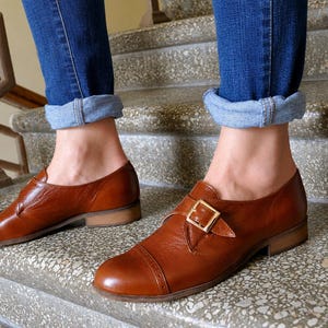 Women's brown monk shoes