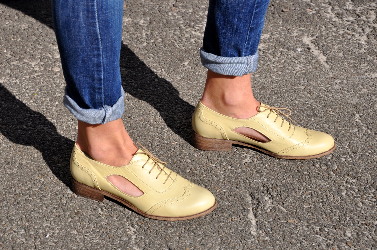 Brighton Womens Cutout Oxfords Leather Oxfords Handmade Etsy