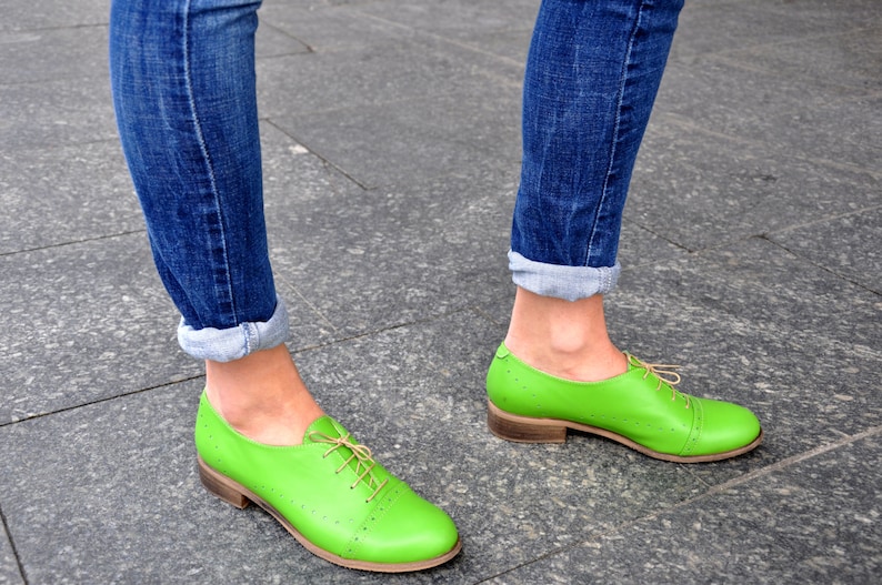 Devon Women's Oxfords Handmade Oxfords Green Shoes - Etsy
