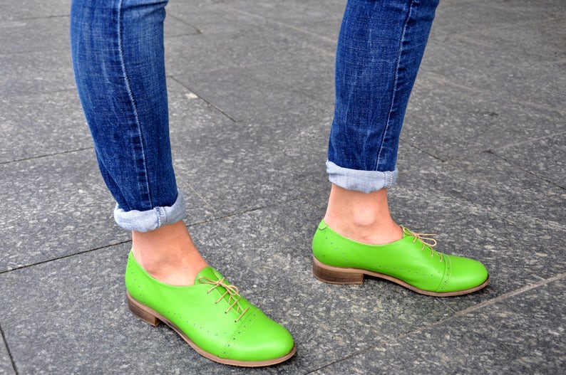 Devon Women�s Oxfords Handmade Oxfords Green shoes Etsy