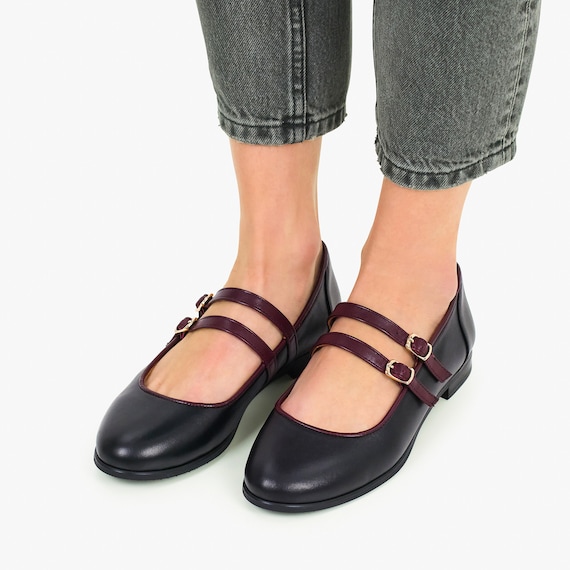 Black Ballerina Flats Black Slingback Mary Jane Flats CHARLES