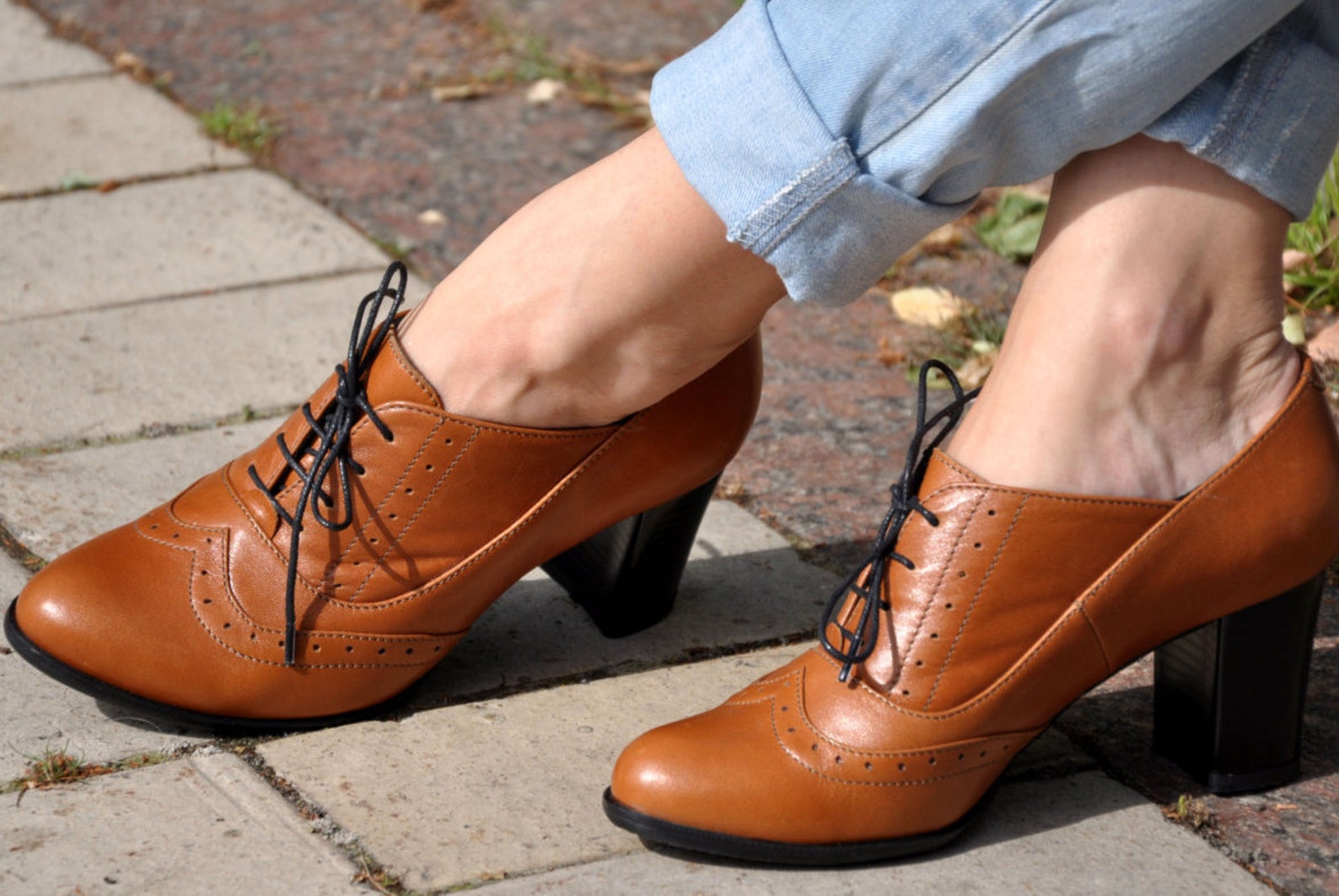 red oxford pumps
