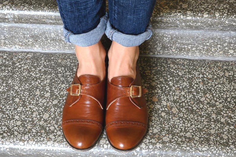 Women's brown leather shoes