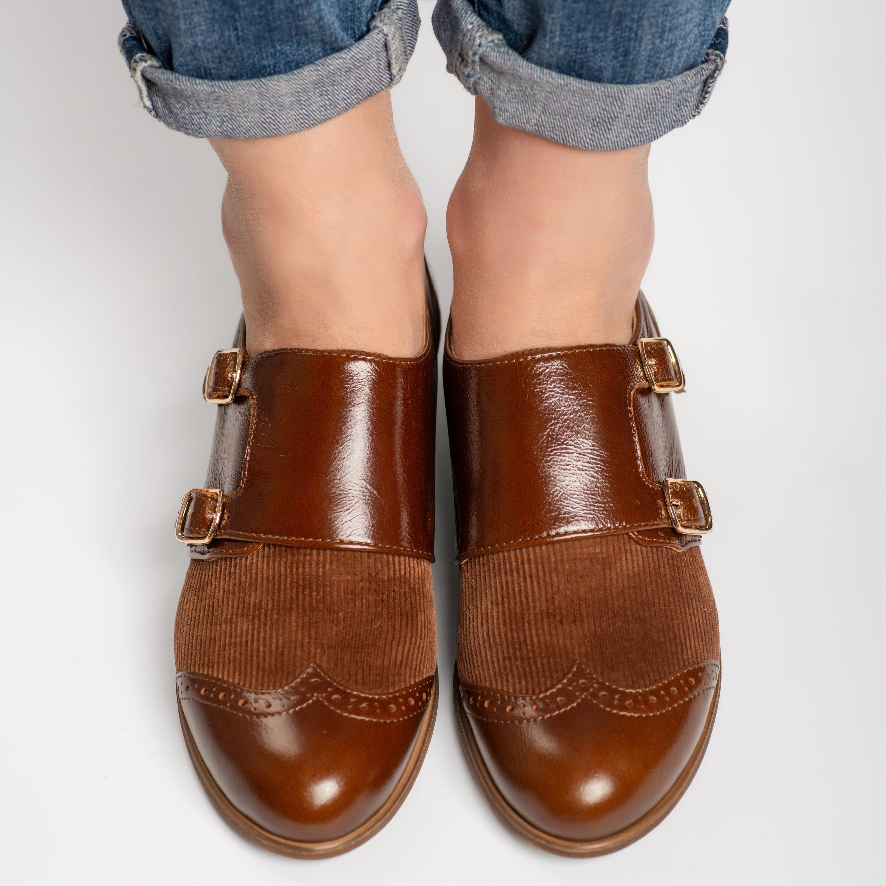 Baron Women s Brown Shoes Double Monk Straps Leather Shoes Textile Monk Shoes Corduroy Shoes Custom Shoes FREE Customization Etsy Australia