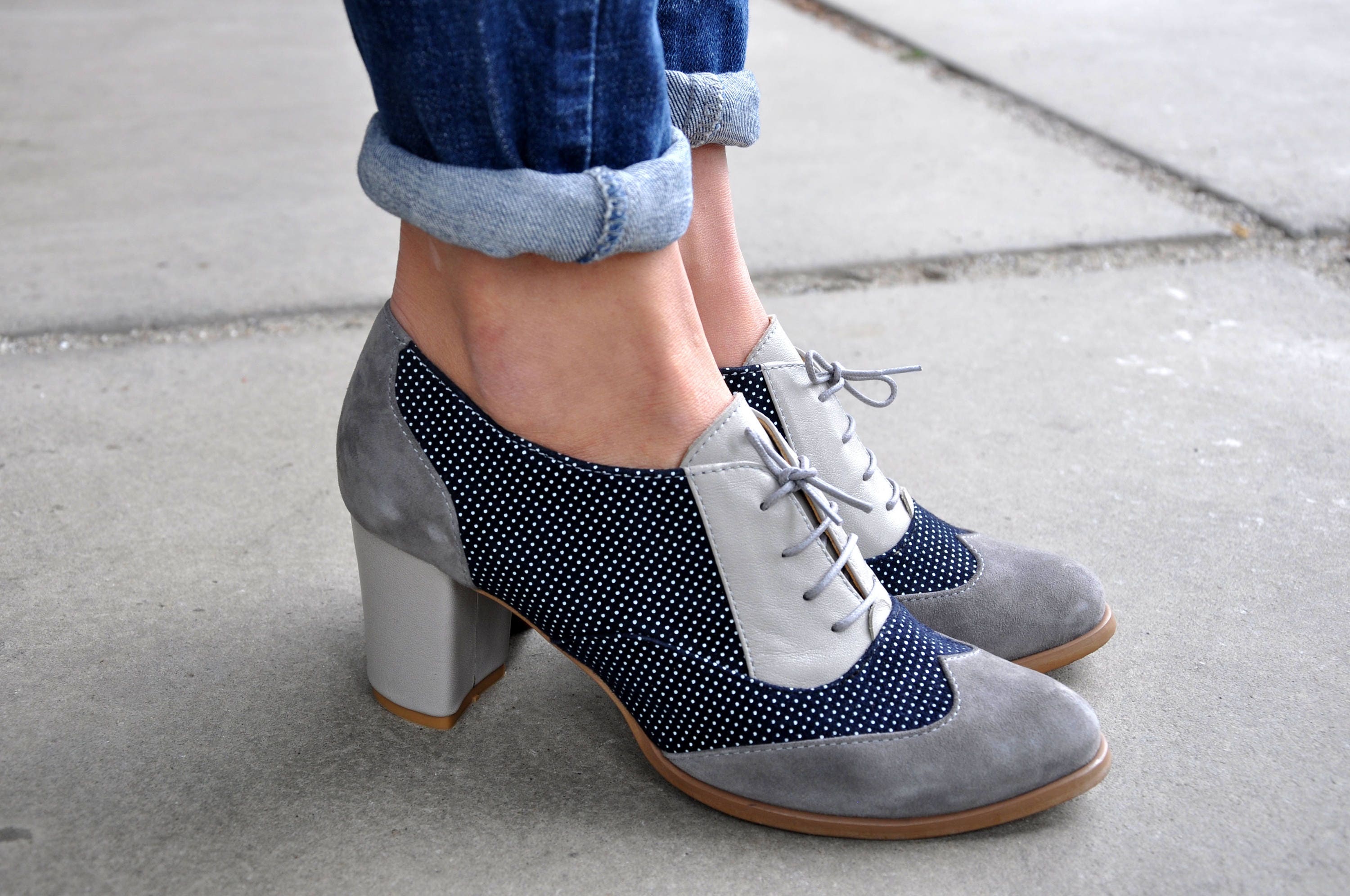 Aldgate Oxford Pumps Womens Oxfords Leather Shoes Blue Etsy