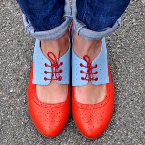 Florence Women Leather Oxfords, Cutout Oxfords, Handmade Shoes, Oxfords, Cutout shoes, Summer oxfords, Red Shoes, FREE customization image 3