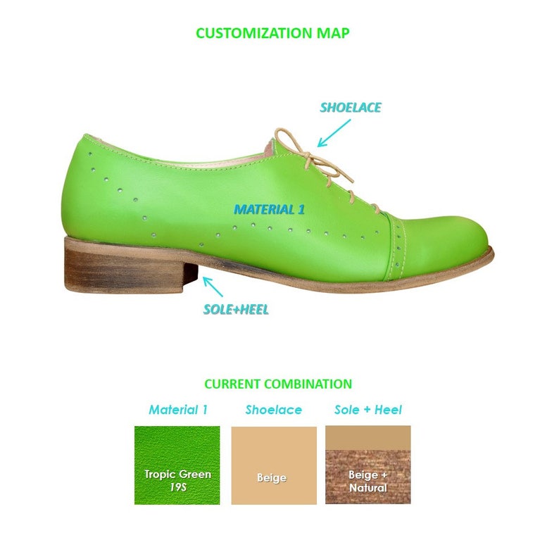 Gatsby Women's Oxfords, Handmade Oxfords, Green shoes, Oxfords for women, Oxford Shoes, Retro Shoes, Custom Shoes, FREE customization image 4