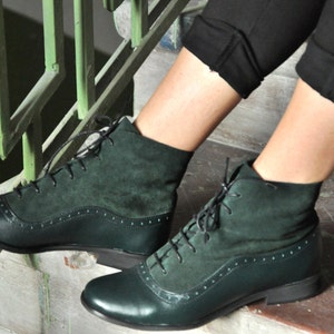 Armada Womens Fall Boots, Lace-up Leather Boots, Oxford Boots, Green Boots, Leather Ankle Boots, Custom boots, FREE customization image 2