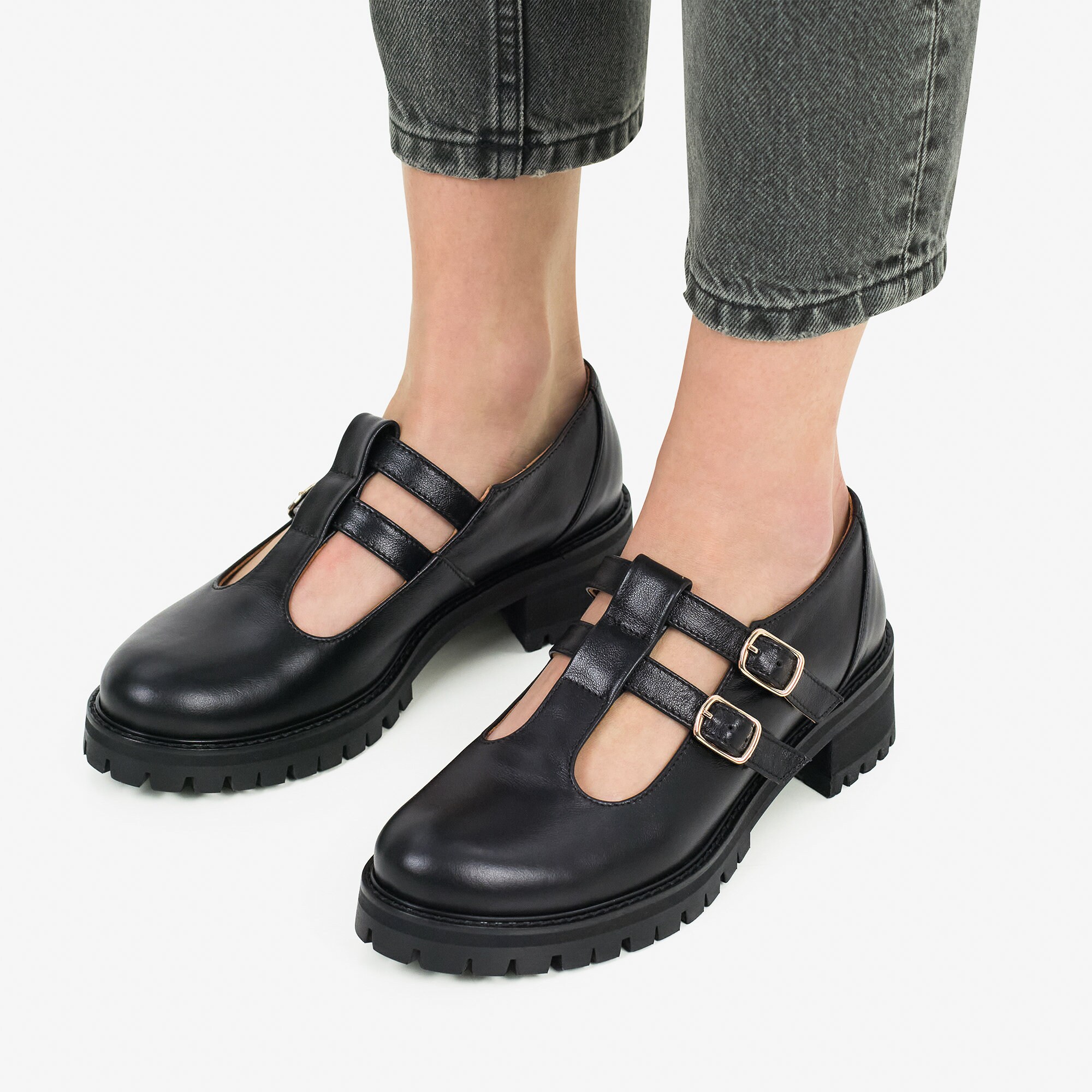 Buxton - Women's Black Shoes, Mary Jane Shoes With Double Buxton - Women's Black Shoes, Mary Jane Shoes With Double