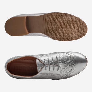 Women's oxfords shoes in glitter leather