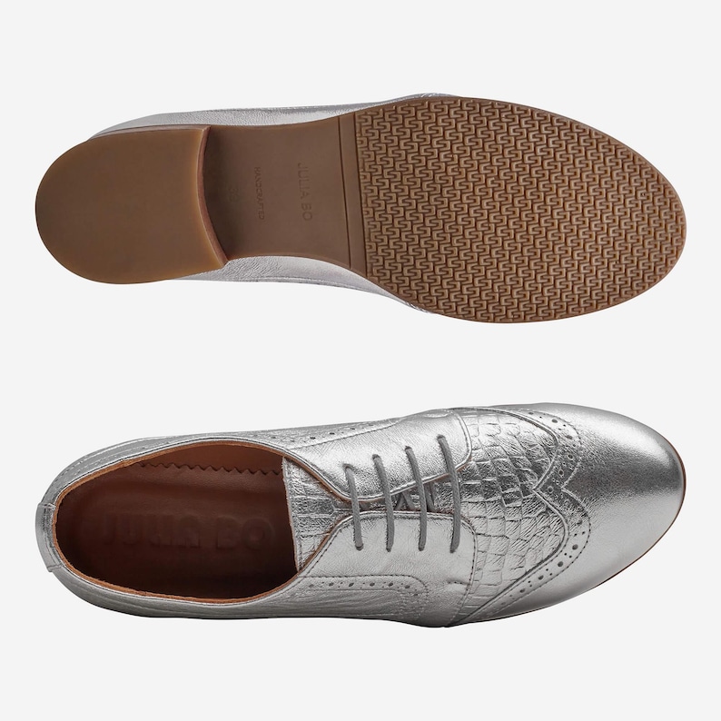Women's oxfords shoes in glitter leather