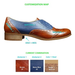 Pershing Laceless Oxfords, Womens Brogues, Oxfords for Women, Slip On Shoes, Brown Leather Shoes, FREE customization image 4