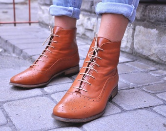 Camden - Womens Fall Boots, Lace-up Leather Boots, Oxford Boots, Retro Boots, Winter Boots, Custom boots, FREE customization!!!