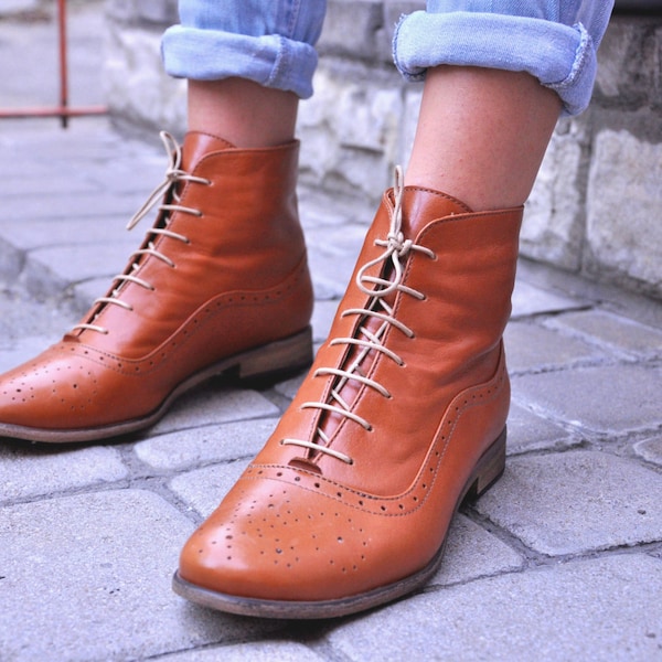 Camden - Womens Fall Boots, Lace-up Leather Boots, Oxford Boots, Spring Boots, Custom boots, FREE customization!!!