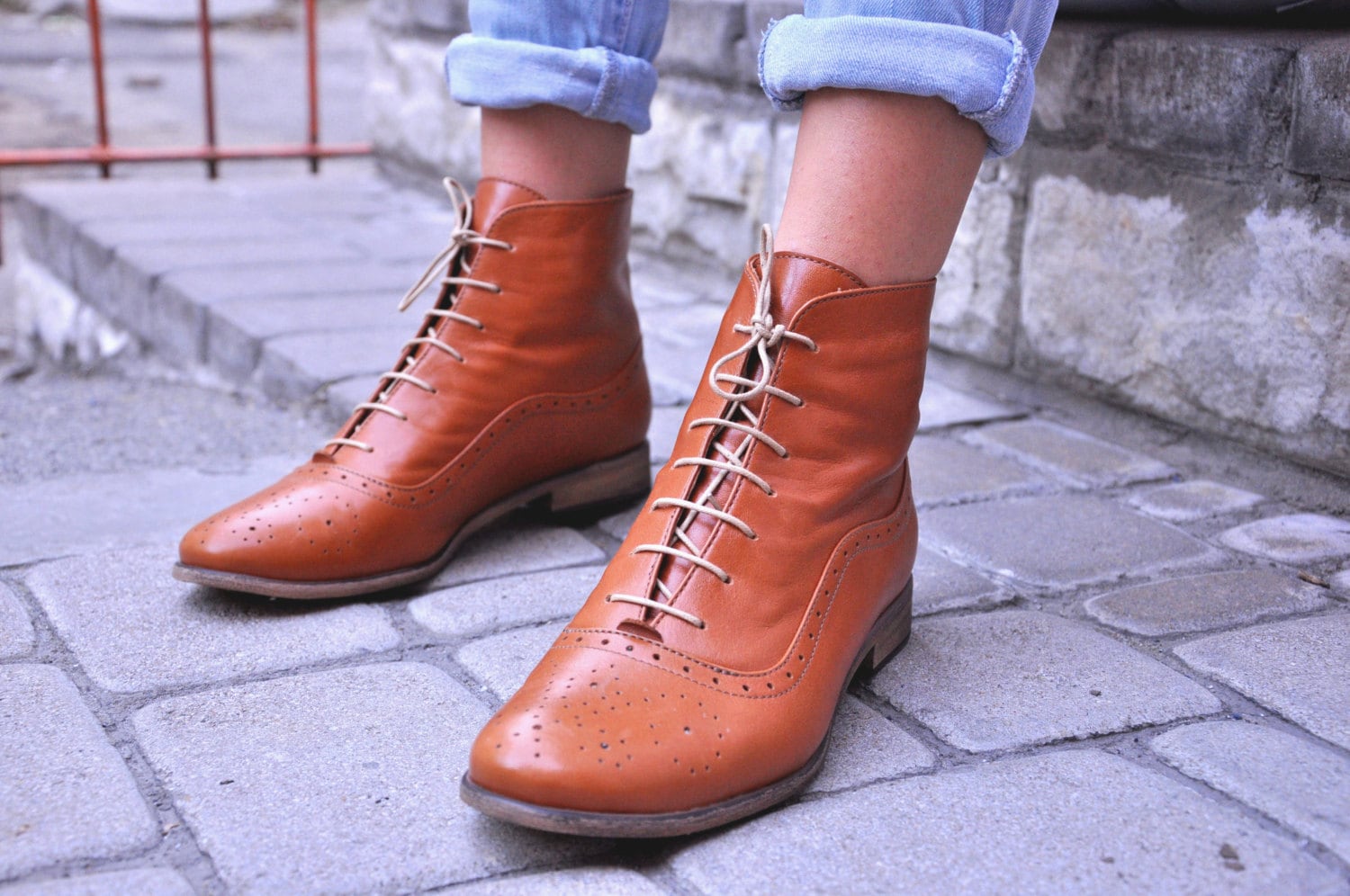 Camden - Womens Fall Boots, Lace-Up Leather Boots, Oxford Boots, Retro Boots, Winter Boots, Custom Boots, Free Customization