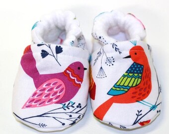 Baby bird shoes, baby shoes, crib shoes, baby booties, soft sole, early bird, baby moccs, kids shoes, baby girl, baby shoes girl