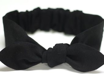 baby bows Noir solid plain cotton black infant headband Baby headband baby girl black headband newborn headband baby accessories
