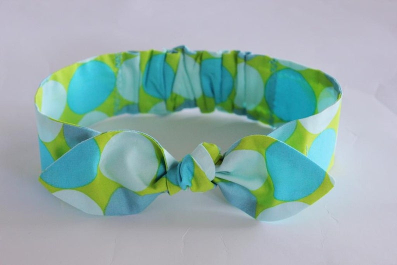 knot Blue and Green Baby Girl Headband Brooke toddler adult, infant Spots baby headband baby bow headband girl newborn