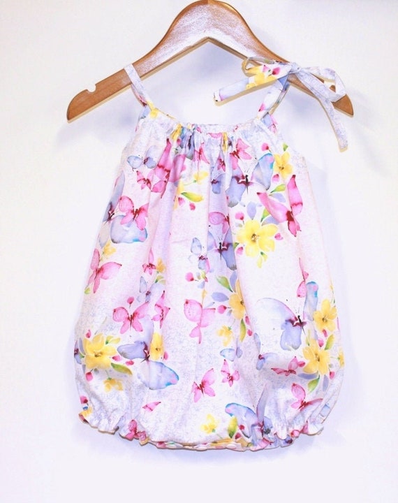 Baby Girl Bubble in Ivory Butterflies