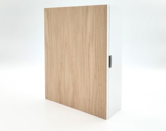 Minimalist Oak Veneer Key Cabinet – Modern Wall Mount Organizer Box - New Home Gift