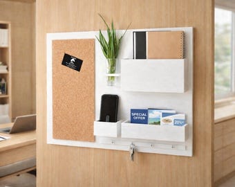 オーダー専用ページ n.a*＊handmade Buy White Wooden Wall Organizer: Cork Board, Key Hooks, Mail