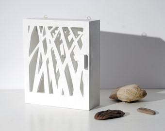 Key box, key cabinet "Nature" white wooden box for keys