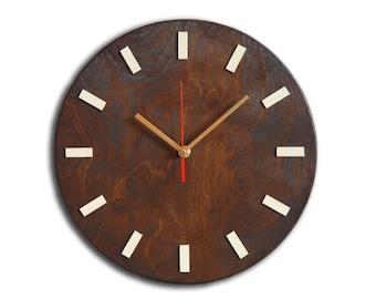 Scandi Clock - wooden clock, simple, wenge