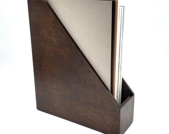 Wooden document binder - dark brown