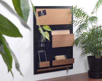 Lwenki Organizer per posta da parete, portachiavi con mensola, include porta lettere e ganci per decorazione corridoio e fattoria, in legno rustico con accessori di montaggio a filo (41,9 x 23,1 x