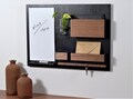 Wall organizer + dry erase board, black + walnut, whiteboard, noticeboard