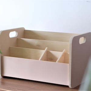 Organisator voor kinderkamer, houten, organisatie, voor kleurpotloden, voor kinderen, doos, binder, roze, standaard, montessori, kinderkamer