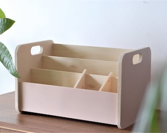 Organisator voor kinderkamer, houten, organisatie, voor kleurpotloden, voor kinderen, doos, binder, roze, standaard, montessori, kinderkamer