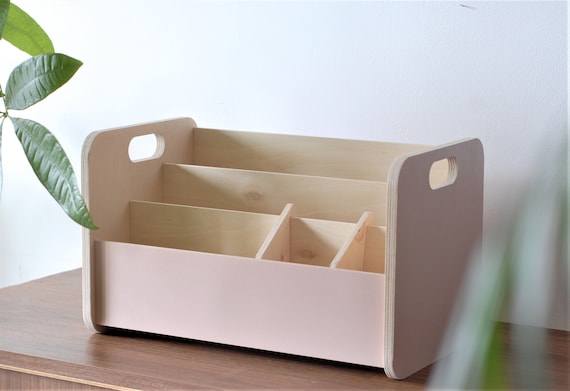 Organizer für Kinderzimmer, Holz, Organisation, für Buntstifte, für Kinder, Box, Ordner, rosa, Ständer, Montessori, Kinderzimmer,