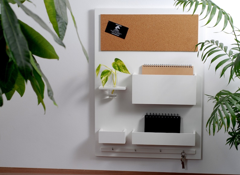 Organisateur d'entrée, 45 x 63 cm, bois, blanc, bureau à domicile, tableau d'affichage image 4