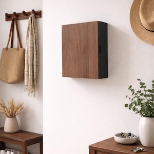 Caja para llaves negra con frontal de madera de wanlut, regalo para casa nueva