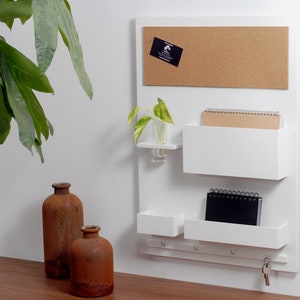 Entryway Organizer, 45 x 63 cm, wooden, white, home office, pin board image 1