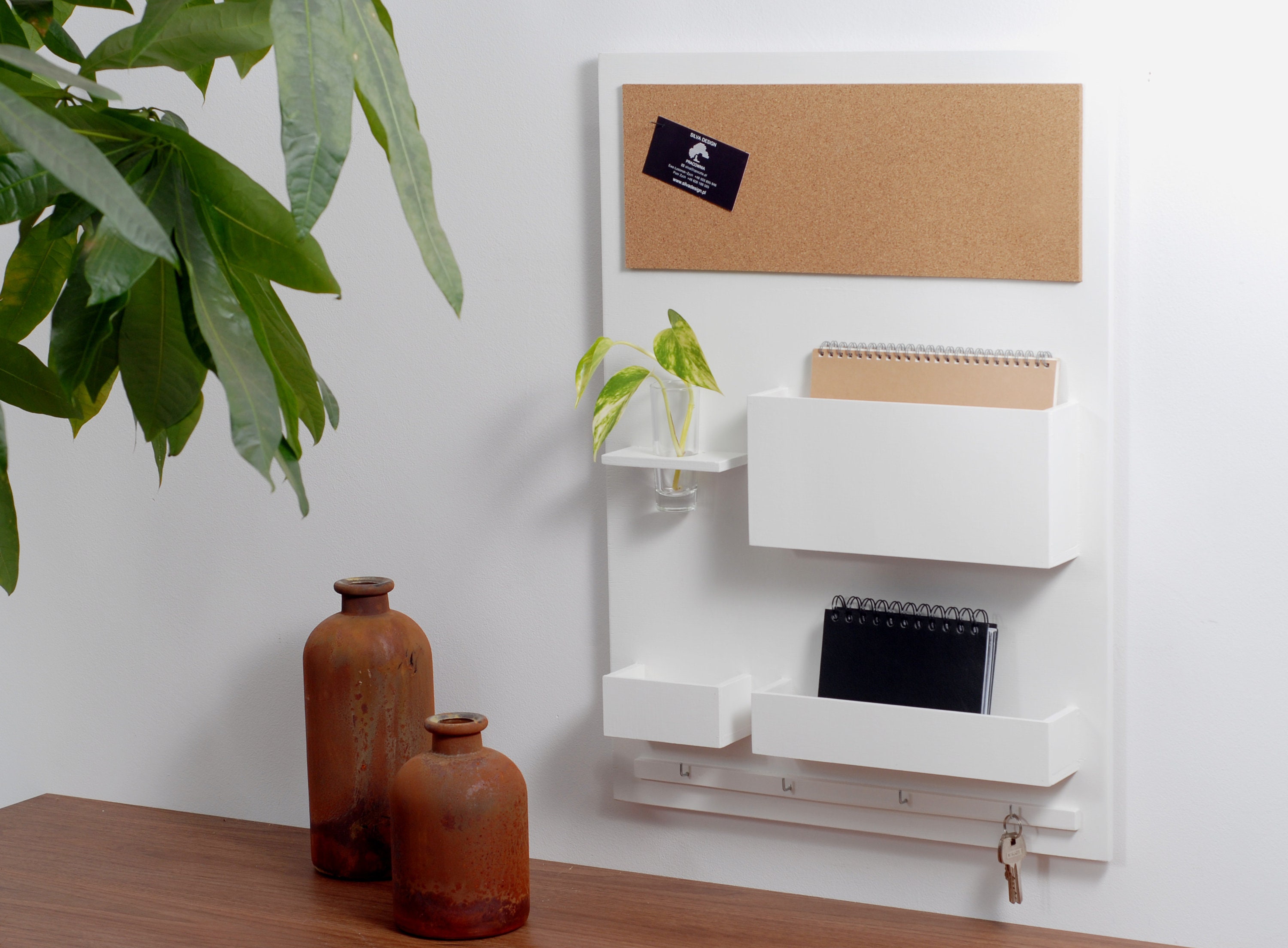 Wall Organizer 45 X 63 Cm Wooden White Home Office Pin - Etsy