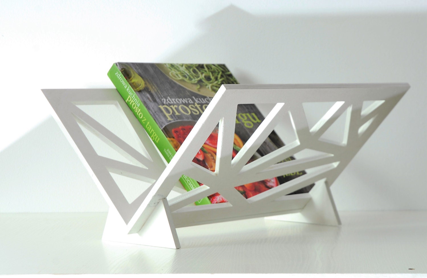 Magazine rack newspaper holder geometric modern white Etsy