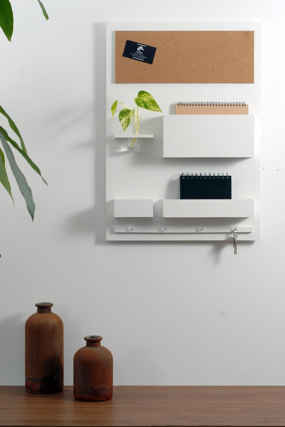 Organizador pared 45 x 63 cm madera blanco oficina en - Etsy México