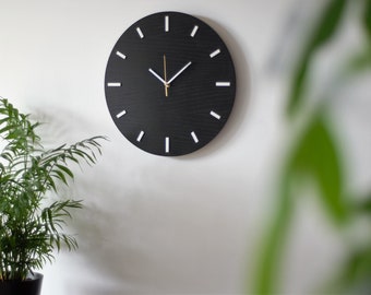 Horloge murale de 40 cm, noir, horloge moderne, en bois