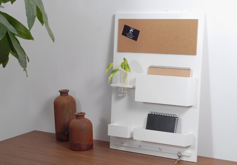 Organisateur d'entrée, 45 x 63 cm, bois, blanc, bureau à domicile, tableau d'affichage image 5