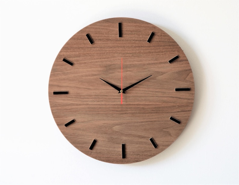 Wooden Clock 15 7 40 Cm Walnut Wall Modern