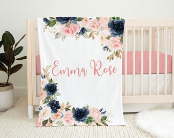 Coral Poppy Navy Changing Pad Cover Crib Bedding Girl Nursery Mint Floral Baby Shower Gift Baby Blanket Crib Sheet Bedding Home Living