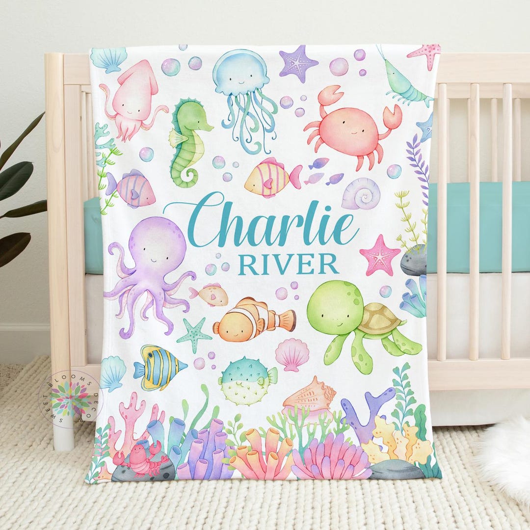 Sea Animals Baby Blanket, Personalized Under the Sea Blanket ...