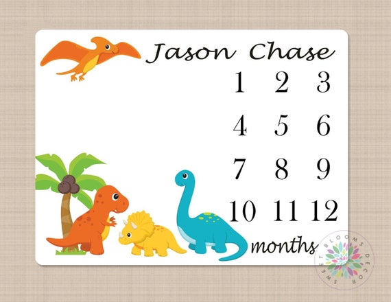 Dinosaur monthly milestone blanket sale